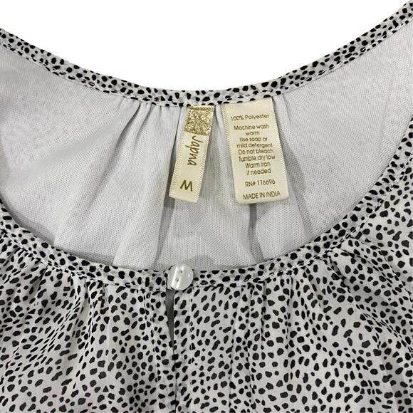 White Polka Dotted Long Sleeve Blouse by Japna - Picture 5 of 7